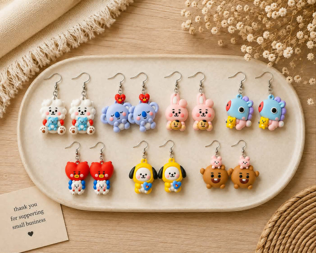 BT21 Character Earrings – Choose Your Design